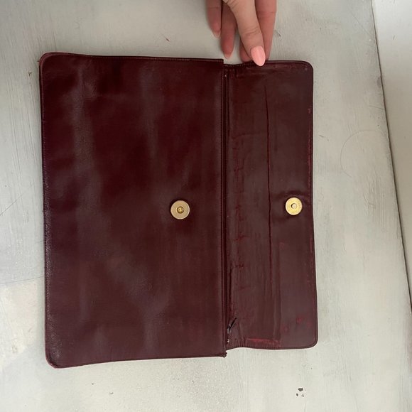 Christian Dior Vintage Red Leather Clutch With Gold Tone Hardware - Picture 3 of 10